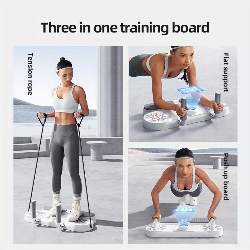 BLACK Three-in-One Training Board: Push-Ups, Planks & Resistance Band Workouts — Your All-in-One Home Fitness Solution