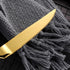 Stainless Steel Serrated Steak Knife Set of 6, BuyGo Gold Color Heavy Duty Dinner Table Knives for Cutting Meat, Beef, 8.6 Inch, Dishwasher Safe