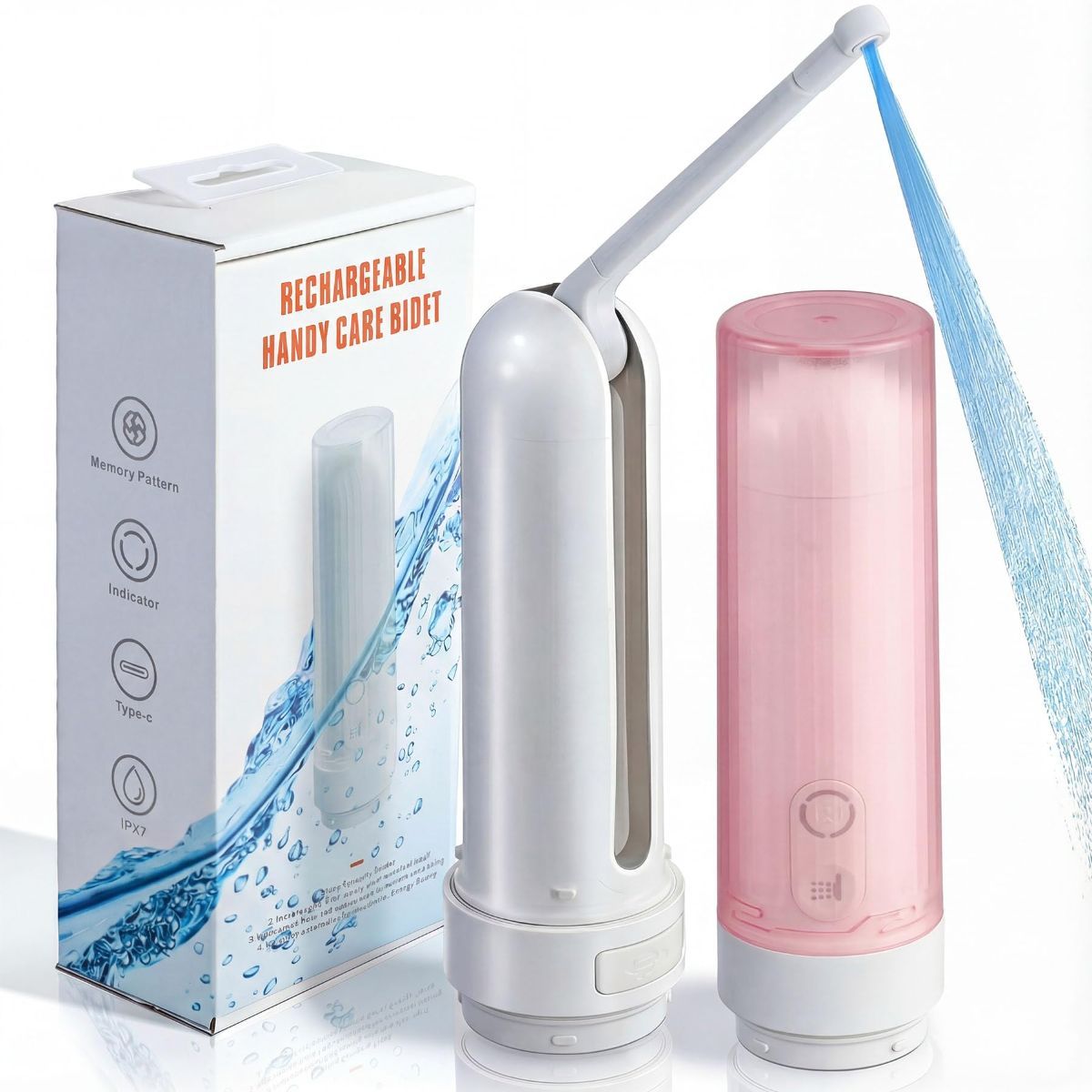 Portable Bidet for Travel,Rechargeable Electric Handheld Travel Bidet Sprayer for Women & Men,Collapsible,Portatil Peri Water Bottle Bidets for Hygiene,Camping, Backpacking,Backcountry,Hiking - Pink - Size 6.7in