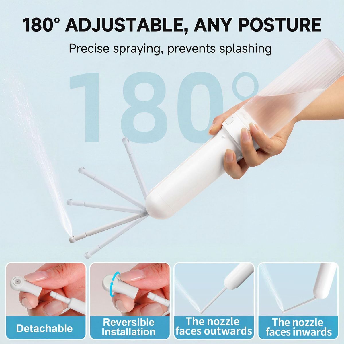 Portable Bidet for Travel,Rechargeable Electric Handheld Travel Bidet Sprayer for Women & Men,Collapsible,Portatil Peri Water Bottle Bidets for Hygiene,Camping, Backpacking,Backcountry,Hiking - White - Size 6.7in