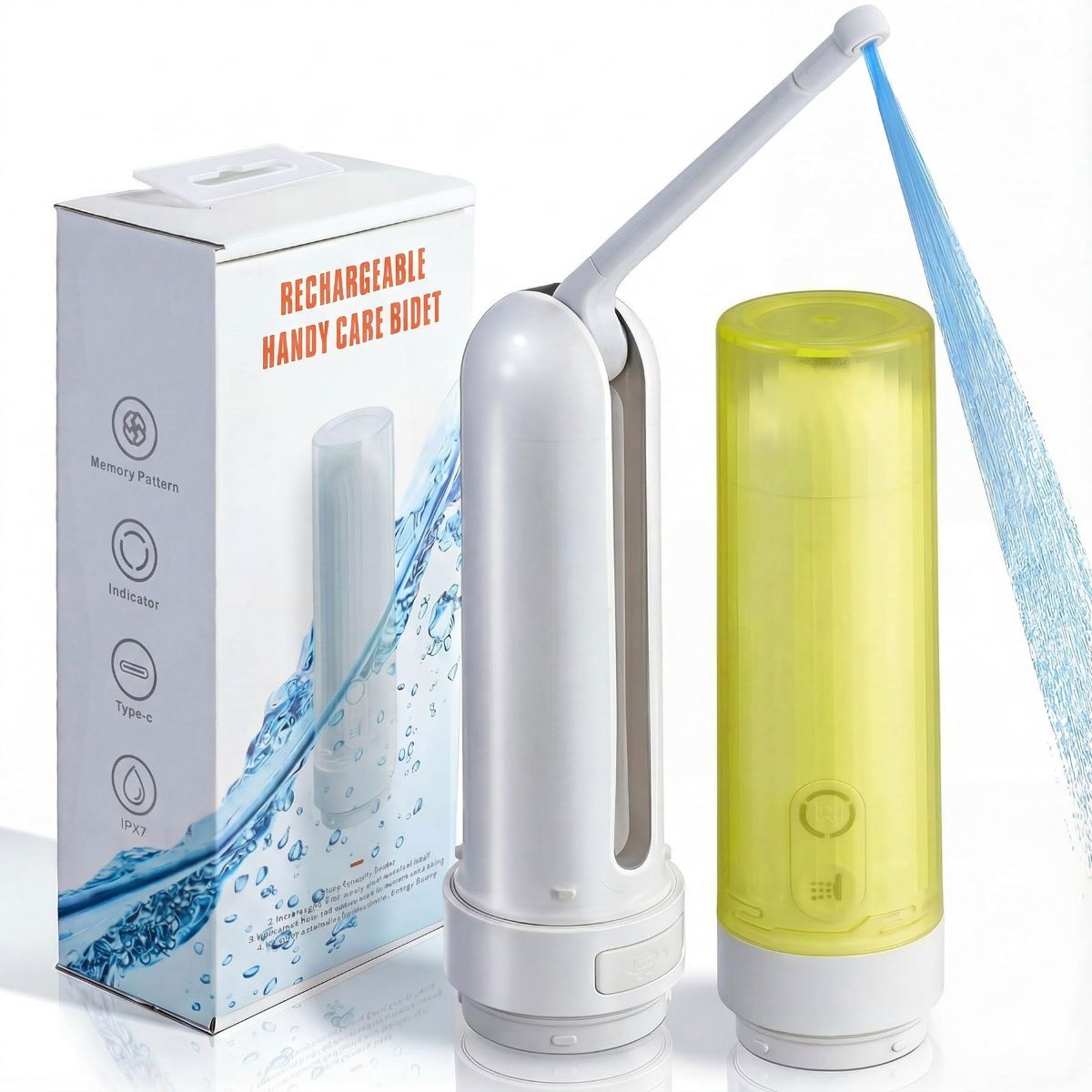 Portable Bidet for Travel,Rechargeable Electric Handheld Travel Bidet Sprayer for Women & Men,Collapsible,Portatil Peri Water Bottle Bidets for Hygiene,Camping, Backpacking,Backcountry,Hiking - Yellow - Size 6.7in
