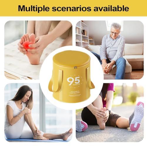 Foot Bath Tub Folding Portable Foot Bath Spa Bucket Waterproof Container and Non-Slip Base for Circulation Care Cleaning Shower Travel - Gray - Size 37*32cm
