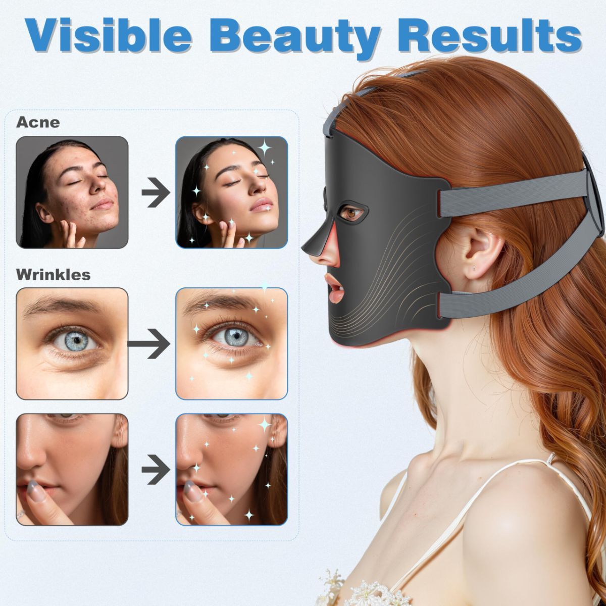 Red Light Therapy for Face, Red Light Therapy Mask, 7 Colors LED Facial Mask for Wrinkle Remove & Anti Aging, Skin Care Home Use, Black