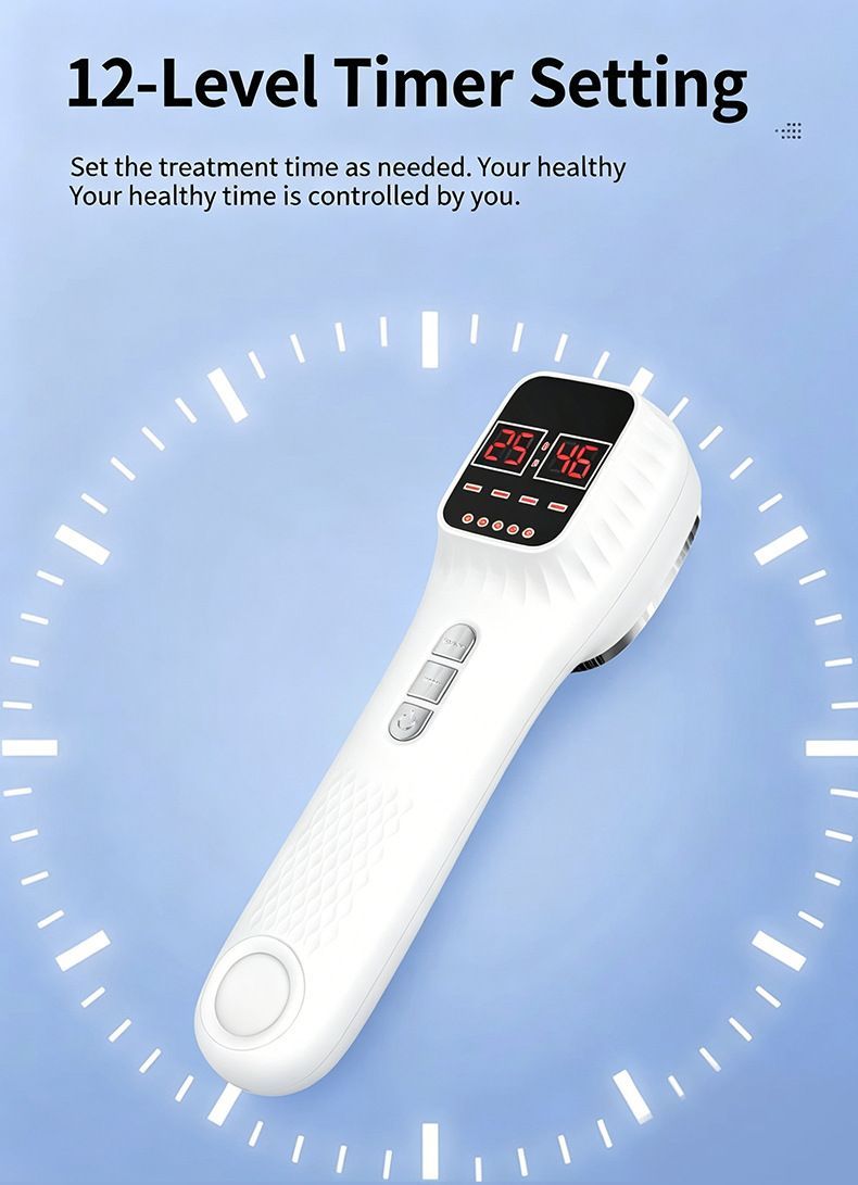 Red Light Spectrometer Device, 3 * 808nm Infrared 16 * 650nm Beads, 4 Modes 12 Levels Timer Home Handheld Spectrometer for Body Joints Muscles Relaxation Reduce Fatigue