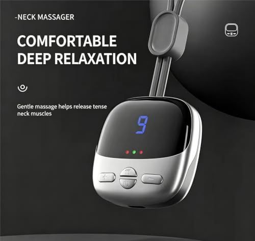 Portable Neck Massager,EMS Training Device, Stimulator, Muscle, Powered for Body Muscles and Back,Cordless Comfort Neck Relaxer,Men, and Women Fitness Belt - Gray - Size 7.5"L x 5.6"W