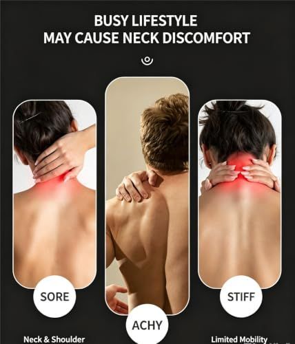 Portable Neck Massager,EMS Training Device, Stimulator, Muscle, Powered for Body Muscles and Back,Cordless Comfort Neck Relaxer,Men, and Women Fitness Belt - Red - Size 7.5"L x 5.6"W