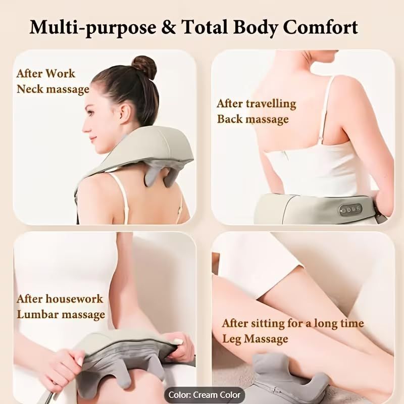 Neck & Shoulder Massager,Cordless Neck Massager with Heat,6D Deep Kneading Shiatsu Massager for Back,Shoulder & Leg Pain Relief