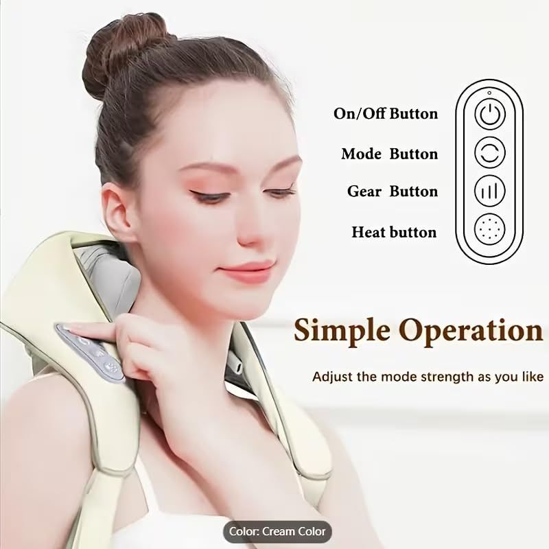 Neck & Shoulder Massager,Cordless Neck Massager with Heat,6D Deep Kneading Shiatsu Massager for Back,Shoulder & Leg Pain Relief