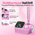 45000RPM Professional Corded Nail Drill E-File Kit for Salon Home LED Display; Low Noise; Ideal for Shaping, Removing & Polishing Acrylic & Gel; For Manicure Pedicure Nail Prep - Red - Size 5.5*3.54in