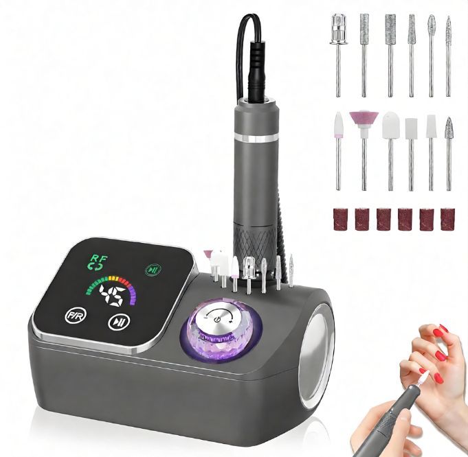 45000RPM Professional Corded Nail Drill E-File Kit for Salon Home LED Display; Low Noise; Ideal for Shaping, Removing & Polishing Acrylic & Gel; For Manicure Pedicure Nail Prep - Red - Size 5.5*3.54in