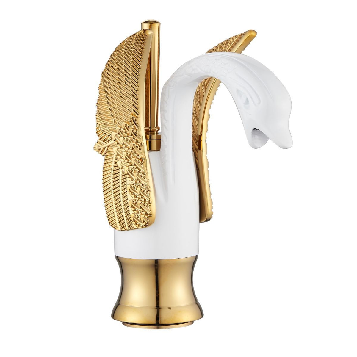 Swan-Shaped Bathroom Faucet – Single-Handle Single-Hole Sink Faucet, Deck-Mounted, Short Model, Elegant Vanity Faucet for Bathroom - Rose Gold - Size 19cm