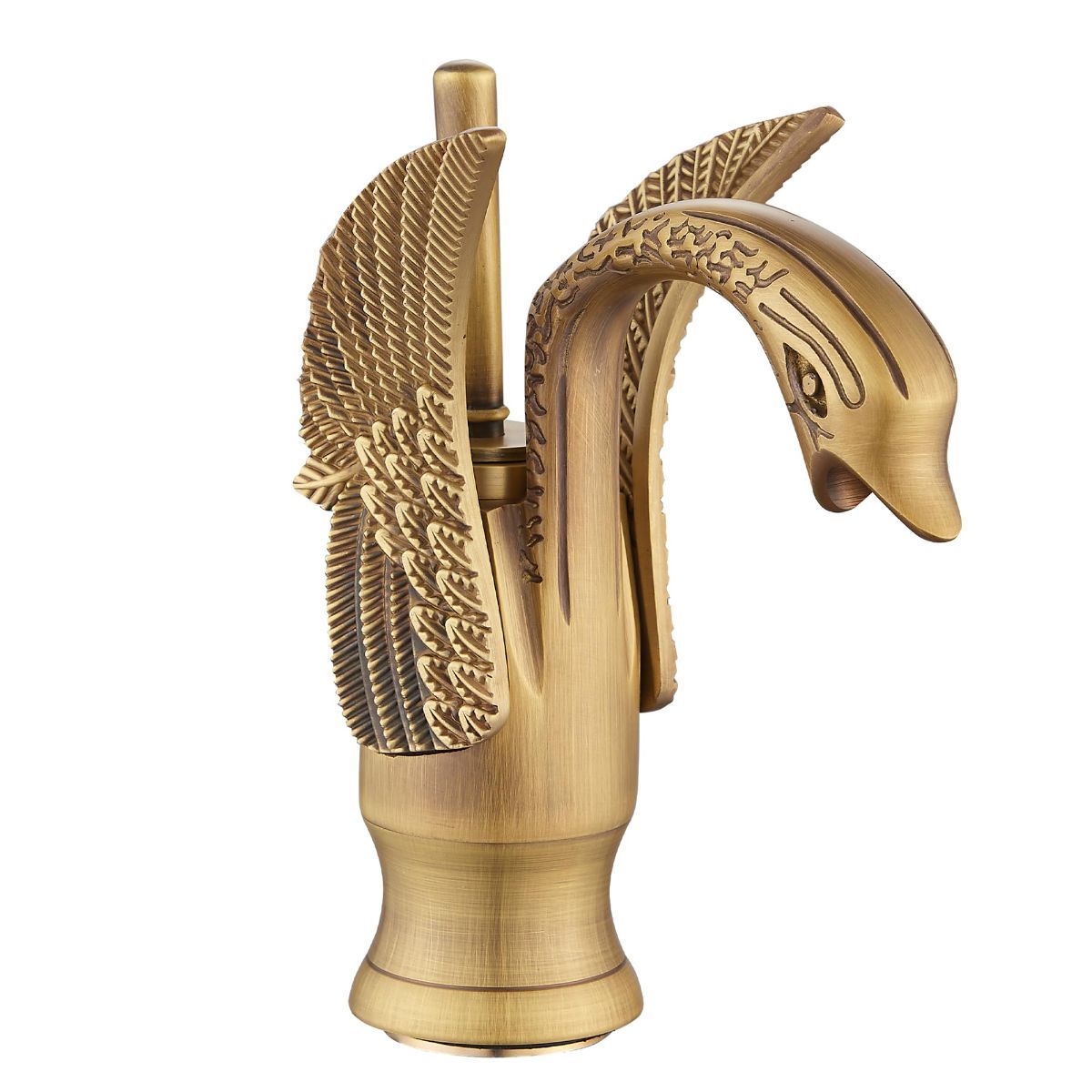 Swan-Shaped Bathroom Faucet – Single-Handle Single-Hole Sink Faucet, Deck-Mounted, Short Model, Elegant Vanity Faucet for Bathroom - Rose Gold - Size 19cm