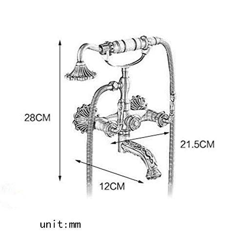 Bathtub Faucet with Handheld Shower – Antique Brass Wall-Mounted Multifunctional Mixer Tap, Hot & Cold Water, Vintage Bathroom Tub Faucet - Bronze - Size A