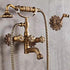 Bathtub Faucet with Handheld Shower – Antique Brass Wall-Mounted Multifunctional Mixer Tap, Hot & Cold Water, Vintage Bathroom Tub Faucet - Bronze - Size C