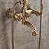 Bathtub Faucet with Handheld Shower – Antique Brass Wall-Mounted Multifunctional Mixer Tap, Hot & Cold Water, Vintage Bathroom Tub Faucet - Bronze - Size C
