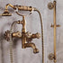 Bathtub Faucet with Handheld Shower – Antique Brass Wall-Mounted Multifunctional Mixer Tap, Hot & Cold Water, Vintage Bathroom Tub Faucet - Bronze - Size C