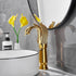 Swan-Shaped Single-Handle Single-Hole Vessel Faucet – Deck-Mounted Bathroom Sink Faucet, Tall Model, Elegant Vanity Faucet - Gold - Size 33cm
