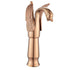 Swan-Shaped Single-Handle Single-Hole Vessel Faucet – Deck-Mounted Bathroom Sink Faucet, Tall Model, Elegant Vanity Faucet - Rose Gold - Size 33cm