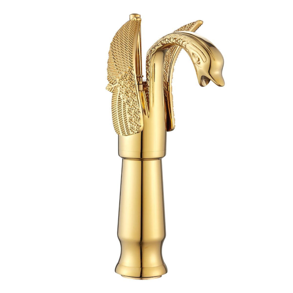 Swan-Shaped Single-Handle Single-Hole Vessel Faucet – Deck-Mounted Bathroom Sink Faucet, Tall Model, Elegant Vanity Faucet - Rose Gold - Size 33cm