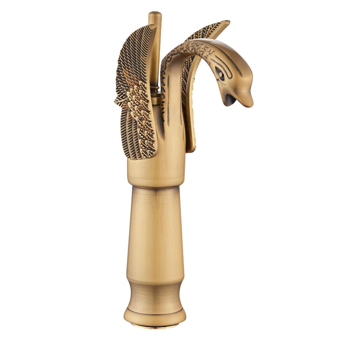 Swan-Shaped Single-Handle Single-Hole Vessel Faucet – Deck-Mounted Bathroom Sink Faucet, Tall Model, Elegant Vanity Faucet - Rose Gold - Size 33cm