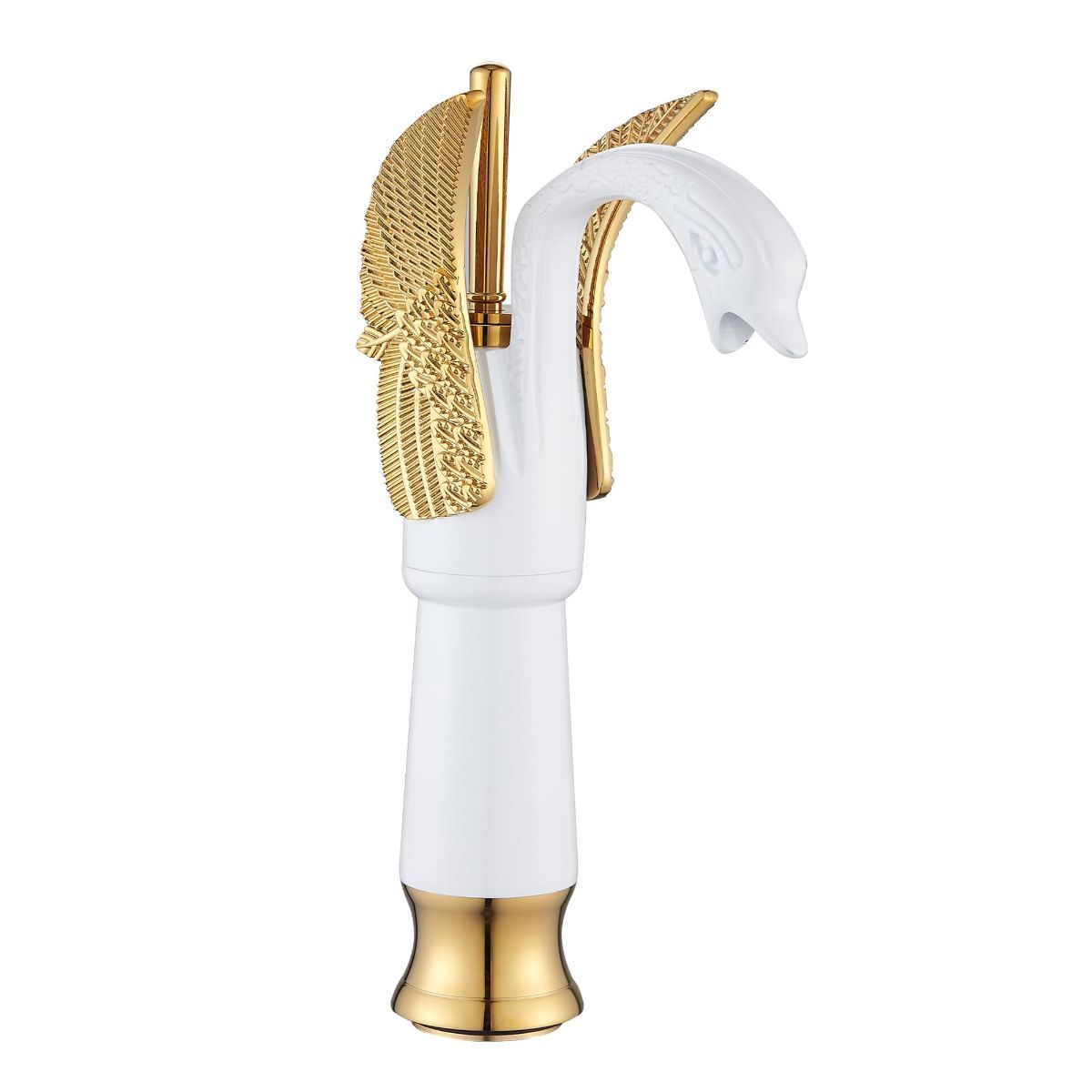 Swan-Shaped Single-Handle Single-Hole Vessel Faucet – Deck-Mounted Bathroom Sink Faucet, Tall Model, Elegant Vanity Faucet - Rose Gold - Size 33cm