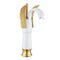 Swan-Shaped Single-Handle Single-Hole Vessel Faucet – Deck-Mounted Bathroom Sink Faucet, Tall Model, Elegant Vanity Faucet - White-Gold - Size 33cm