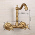 Antique Bathtub Faucet – Dual-Handle Brass Wall-Mounted Tub Faucet with Hot & Cold Mixer, Tall Model, Elegant for Villa Bathroom - Bronze - Size Tall4