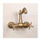 Antique Bathtub Faucet – Dual-Handle Brass Wall-Mounted Tub Faucet with Shower, Hot & Cold Mixer, Short Model, Elegant Bathroom & Villa Faucet - Bronze - Size Short2