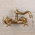 Antique Bathtub Faucet – Dual-Handle Brass Wall-Mounted Tub Faucet with Shower, Hot & Cold Mixer, Short Model, Elegant Bathroom & Villa Faucet - Bronze - Size Short3