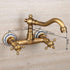 Antique Bathtub Faucet – Dual-Handle Brass Wall-Mounted Tub Faucet with Shower, Hot & Cold Mixer, Short Model, Elegant Bathroom & Villa Faucet - Bronze - Size Short3