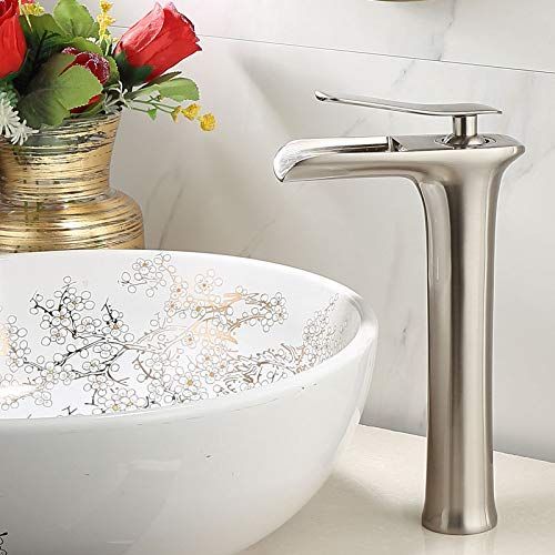 Basin Hot and Cold Water Faucet, Waterfall Type Water Outlet, Antique Brushed Finish – Vintage Bathroom Sink Faucet - Gray - Size 280mm