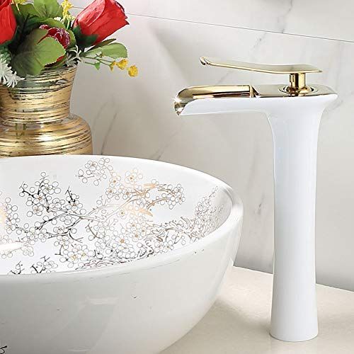 Basin Hot and Cold Water Faucet, Waterfall Type Water Outlet, Antique Brushed Finish – Vintage Bathroom Sink Faucet - Gray - Size 280mm