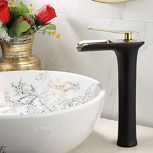Basin Hot and Cold Water Faucet, Waterfall Type Water Outlet, Antique Brushed Finish – Vintage Bathroom Sink Faucet - Gray - Size 280mm