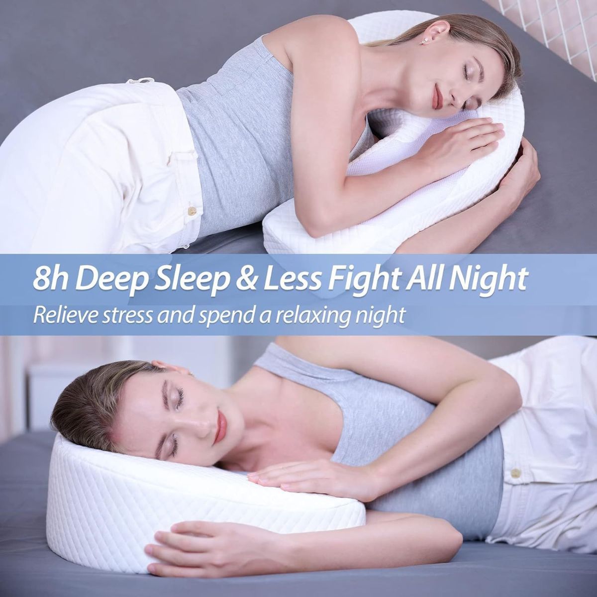 Side Sleeper Pillow with Arm Hole, Ergonomic Memory Foam Arm Pillow for Shoulder Comfort, Side Sleeping Support for Neck and Back, Removable Washable Cover, for Side  Sleepers - White - Size 58cm*43cm