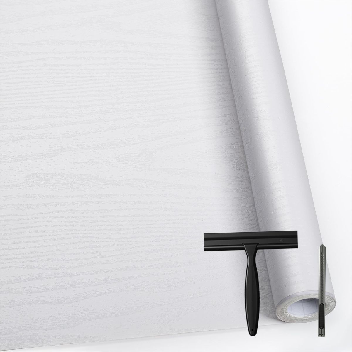 Matte White Contact Paper Wood Grain Peel and Stick Countertops Waterproof Counter Top Contact Paper Wood Wallpaper Brown Walnut Vinyl Wrap for Cabinets Desk Wallpaper Removable Veneer 15.8inx78.8in