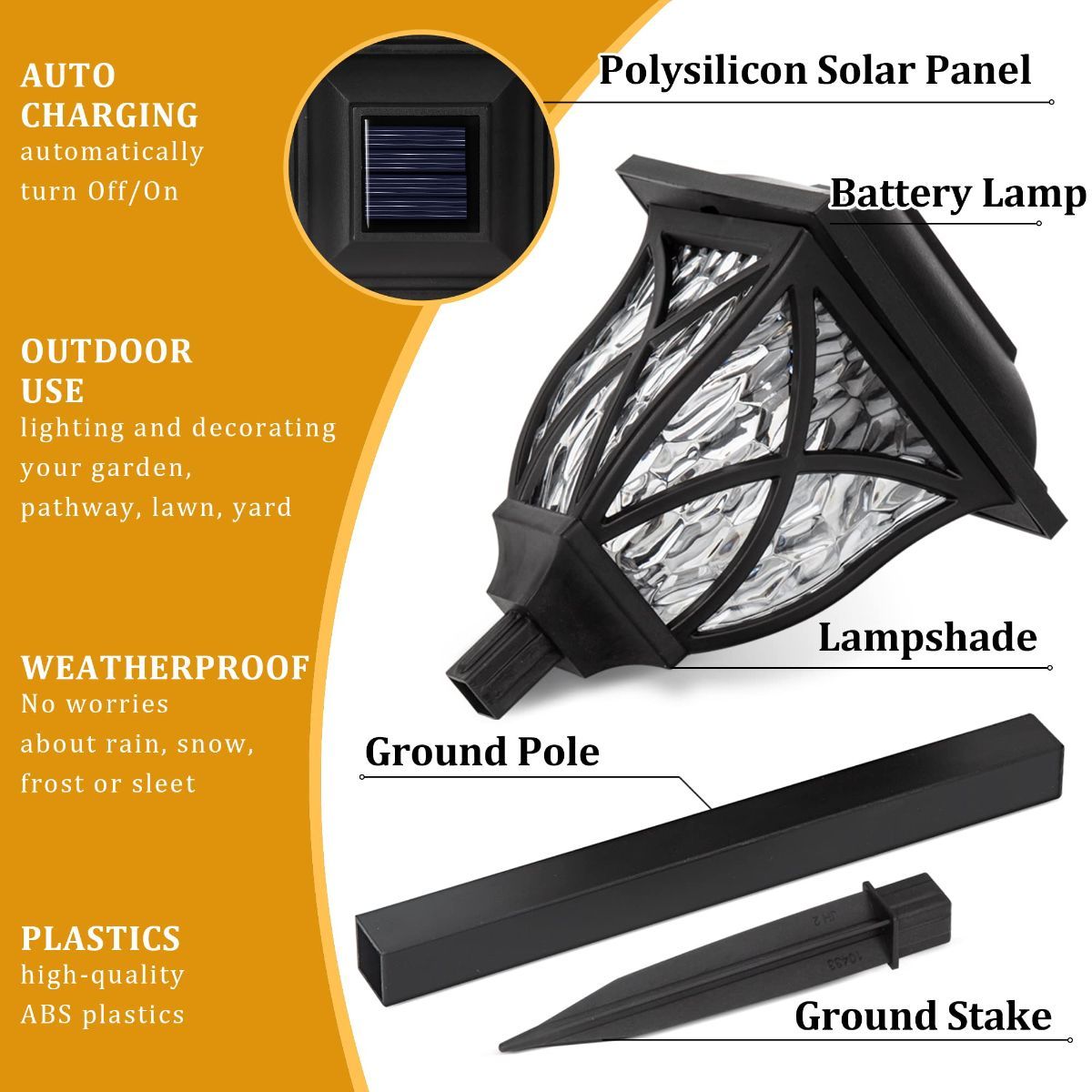 4 Pack Solar Lights Outdoor Waterproof Garden Lights with Warm LED Light Landscape Lighting for Yard Patio Lawn Walkway Driveway - Warm White - Size 4 Pack
