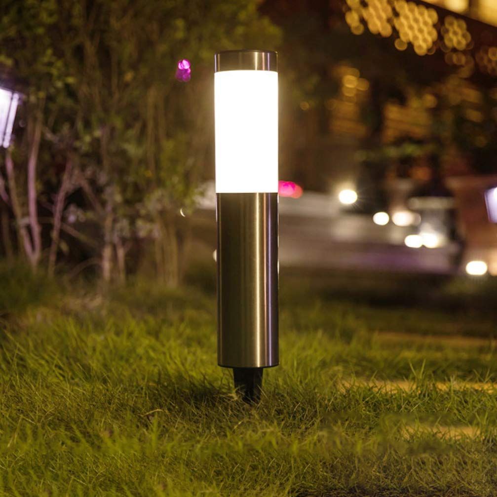Solar Powered Stainless Steel Landscape Stick Lamp LEDs Outdoor Lawn Light for Garden Pathway and Courtyard Decoration Easy Installation Hour - Black - Size 1 Pack