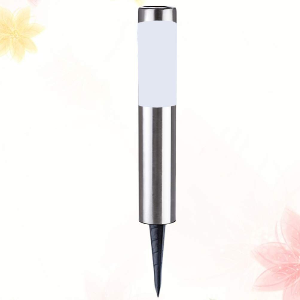 Solar Powered Stainless Steel Landscape Stick Lamp LEDs Outdoor Lawn Light for Garden Pathway and Courtyard Decoration Easy Installation Hour - Black - Size 1 Pack