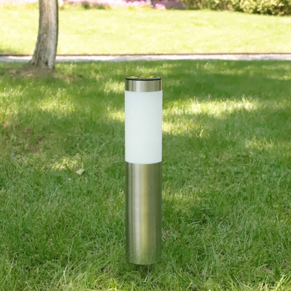 Solar Powered Stainless Steel Landscape Stick Lamp LEDs Outdoor Lawn Light for Garden Pathway and Courtyard Decoration Easy Installation Hour - Silver - Size 1 Pack