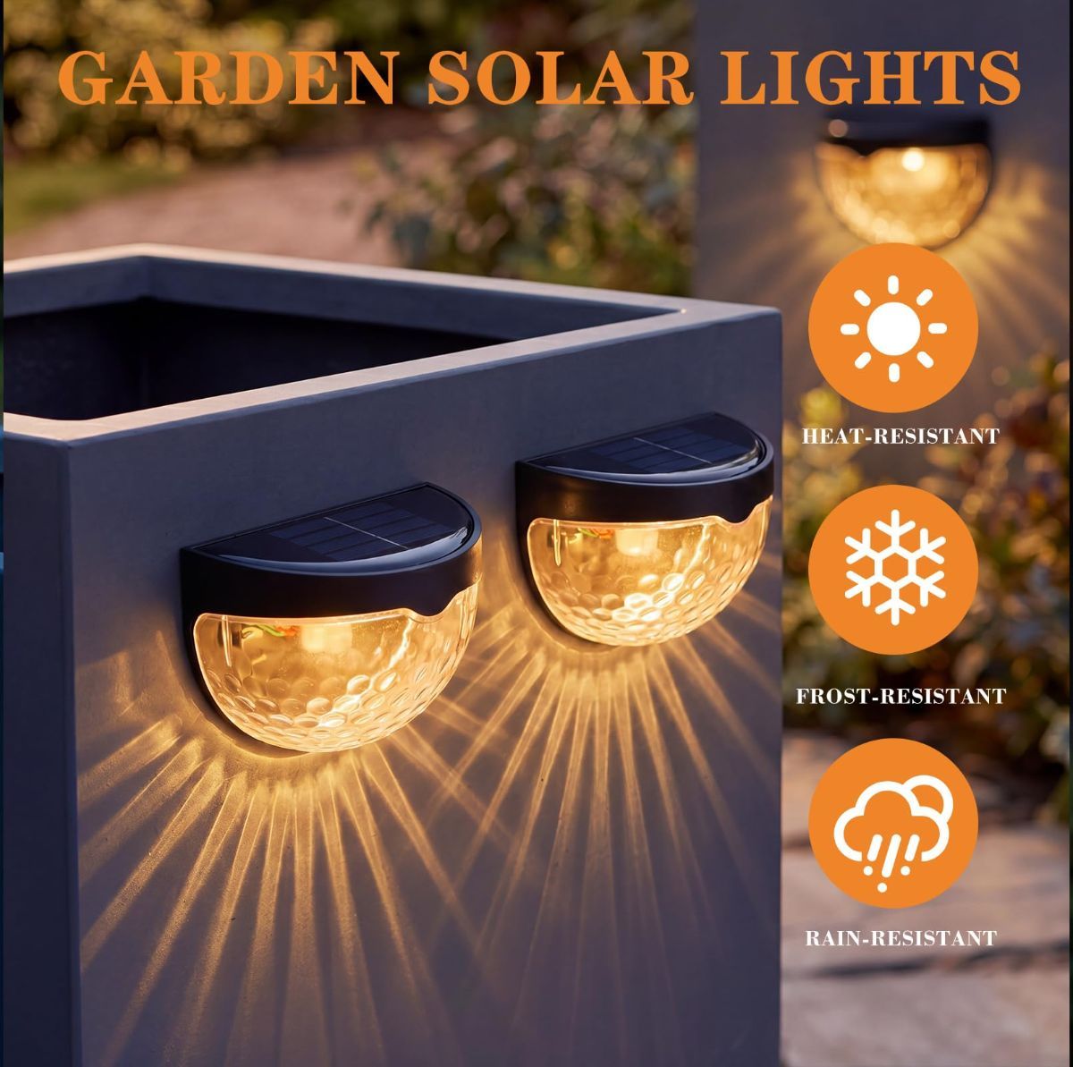 Raised Garden Bed Solar Lights Magnetic with Dusk to Dawn Sensors Wide Angle IPX4 Waterproof Solar Powered Lights Outdoor for Planter Raised Beds Garden Patio Yard Fence, Warm White - White - Size 8 Pack