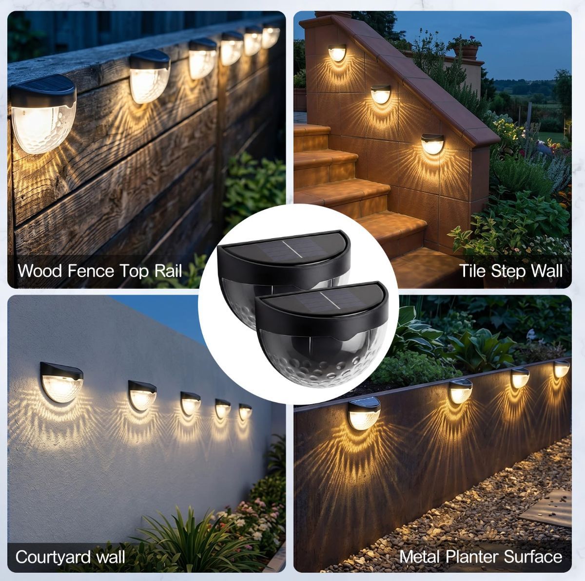 Raised Garden Bed Solar Lights Magnetic with Dusk to Dawn Sensors Wide Angle IPX4 Waterproof Solar Powered Lights Outdoor for Planter Raised Beds Garden Patio Yard Fence, Warm White - White - Size 8 Pack