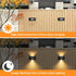 Solar Fence Lights, Solar Wall Lights Waterproof Outdoor Up and Down Lighting for Outside, Garden, Walkway, Door, Porch, Deck - Warm White - Size 2 Pack