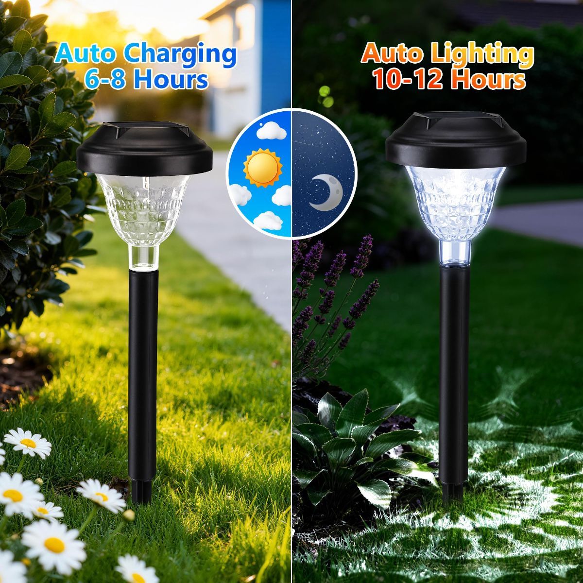 Solar Landscape Lights 4-Pack 10-LED Warm White Outdoor Lights Garden Lights - Warm White - Size 13.4in