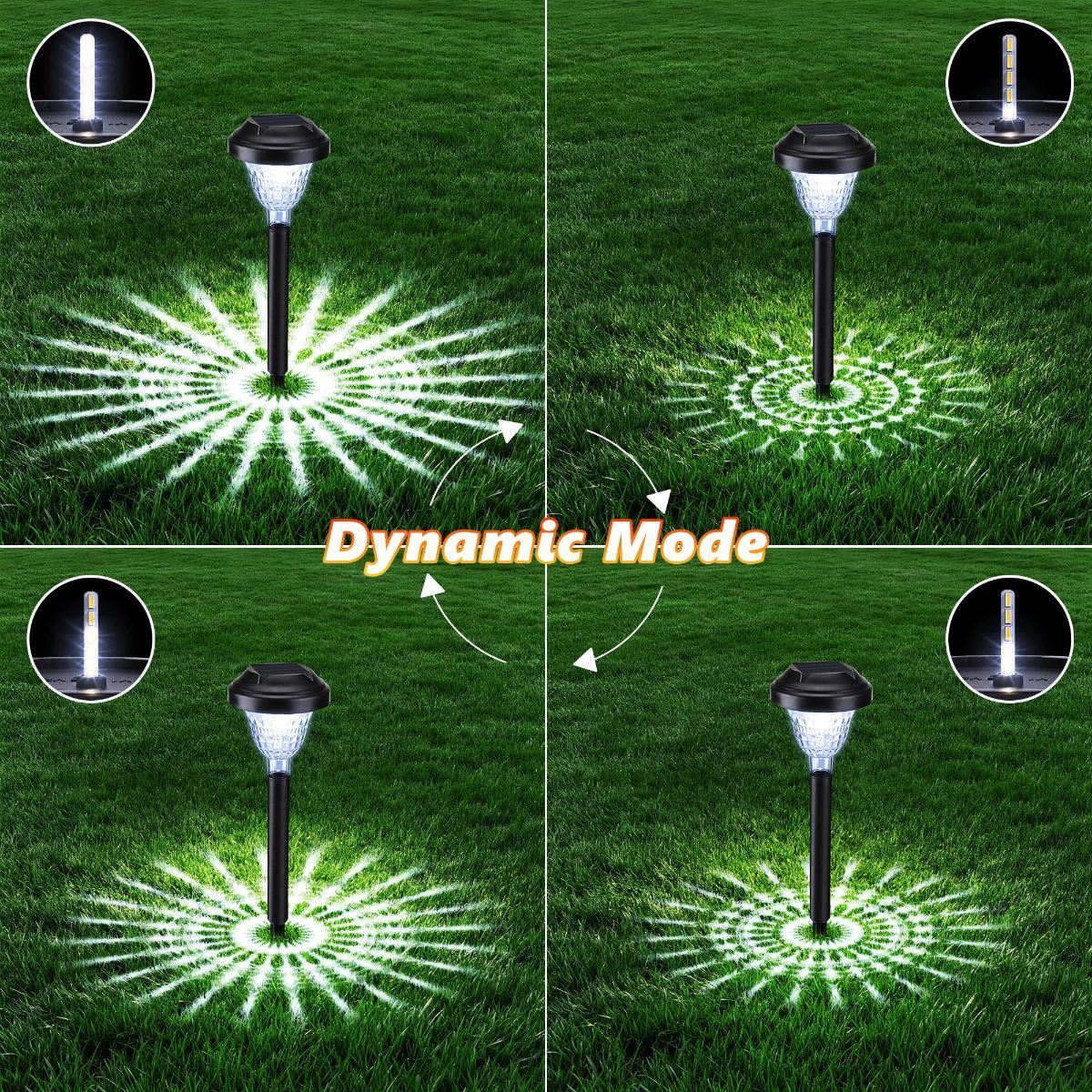 Solar Landscape Lights 4-Pack 10-LED Warm White Outdoor Lights Garden Lights - White - Size 13.4in