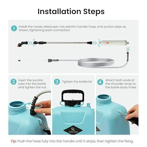 5L Electric Garden Sprayer with Telescopic Wand 3 Mist Nozzles, Shoulder Strap, Rechargeable Battery. Ideal for Yard, Lawn, and Garden Watering