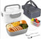 Cordless Heated Lunch Box with Automatic Heating, Electric Lunchbox for Adults, Portable Food Warmer with Insulated Carry Bag - Gray - Size 8.5*5.94*2.52in
