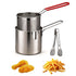 3pcs New Deep Fryer Pot Set, 304 Stainless Steel Fryer Deep Fryer Basket Mini Stainless Steel Deep fryer Pot with Basket & Strainer for French Fries, Fried Taro Ball, Fried Chicken Wings, Fried Fish - Silver