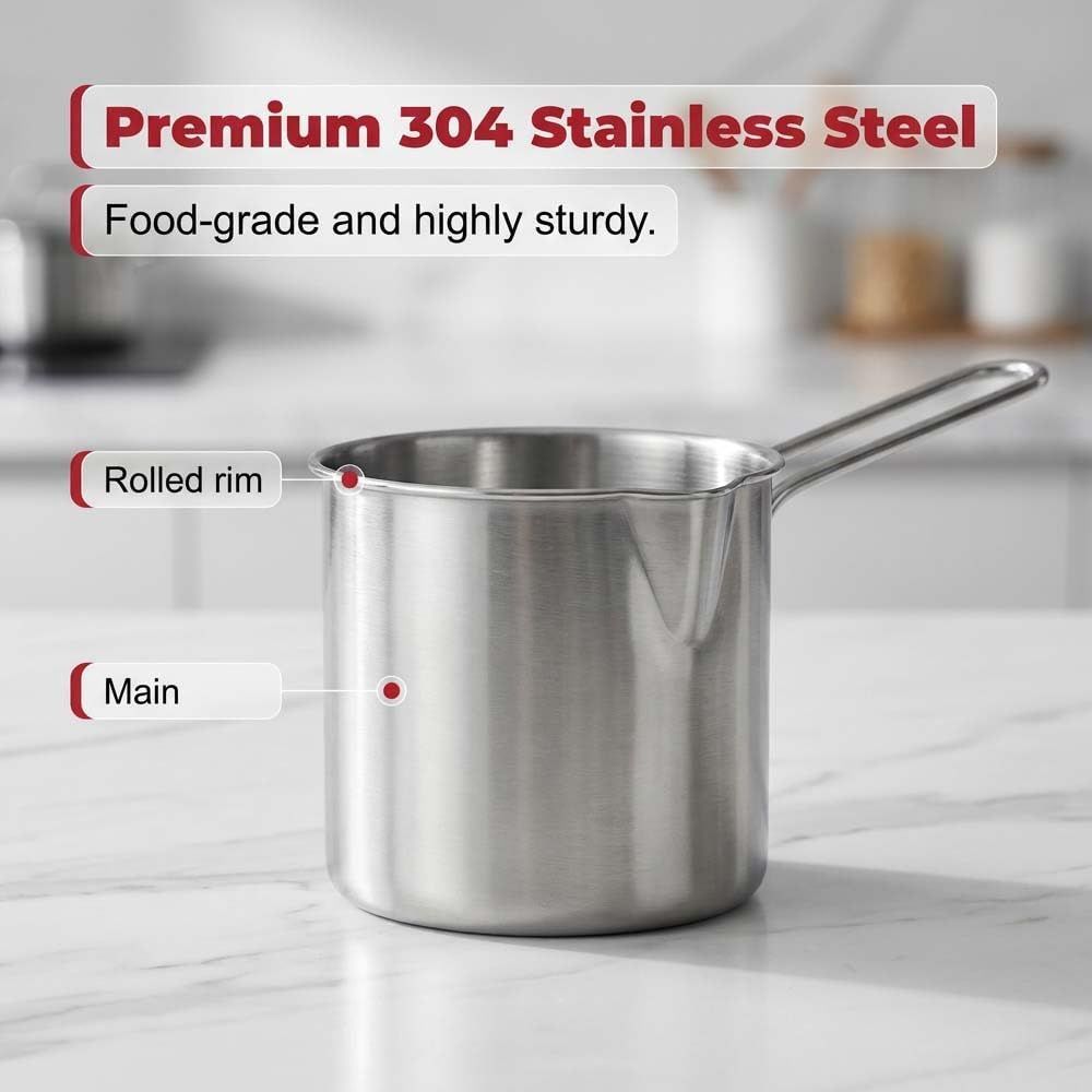 5pcs New Deep Fryer Pot Set, 304 Stainless Steel Fryer Deep Fryer Basket Mini Stainless Steel Deep fryer Pot with Basket & Strainer for French Fries, Fried Taro Ball, Fried Chicken Wings, Fried Fish - Silver