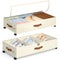 2 Pack Under Bed Storage with Wheels, Under Bed Storage Containers with Adjustable Dividers & Clear Lid, Rolling Underbed Organizer Bins Drawer for Clothes, Shoes, Blankets - Beige - Size 30.3 x 16 x 6.7 inches