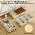 2 Pack Under Bed Storage with Wheels, Under Bed Storage Containers with Adjustable Dividers & Clear Lid, Rolling Underbed Organizer Bins Drawer for Clothes, Shoes, Blankets - Beige - Size 30.3 x 16 x 6.7 inches